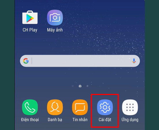 Bước 1: V&agrave;o C&agrave;i đặt.
